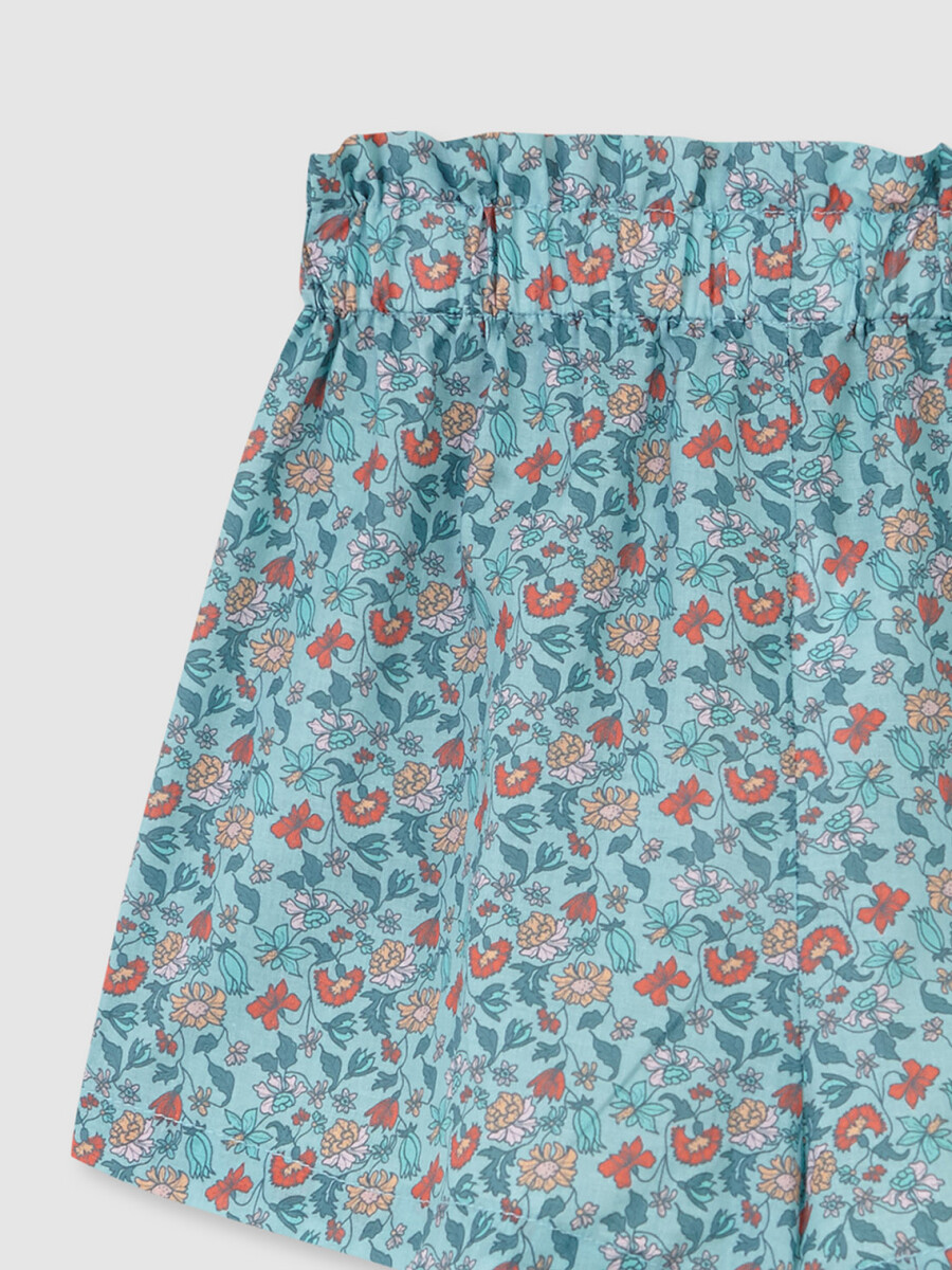 Pantalones De Flores Azul Claro