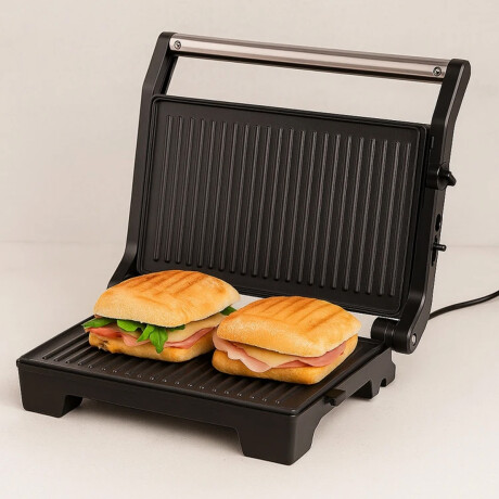 Grill Eléctrico Antiadherente Multiuso 750W Cuori Draco Plateado