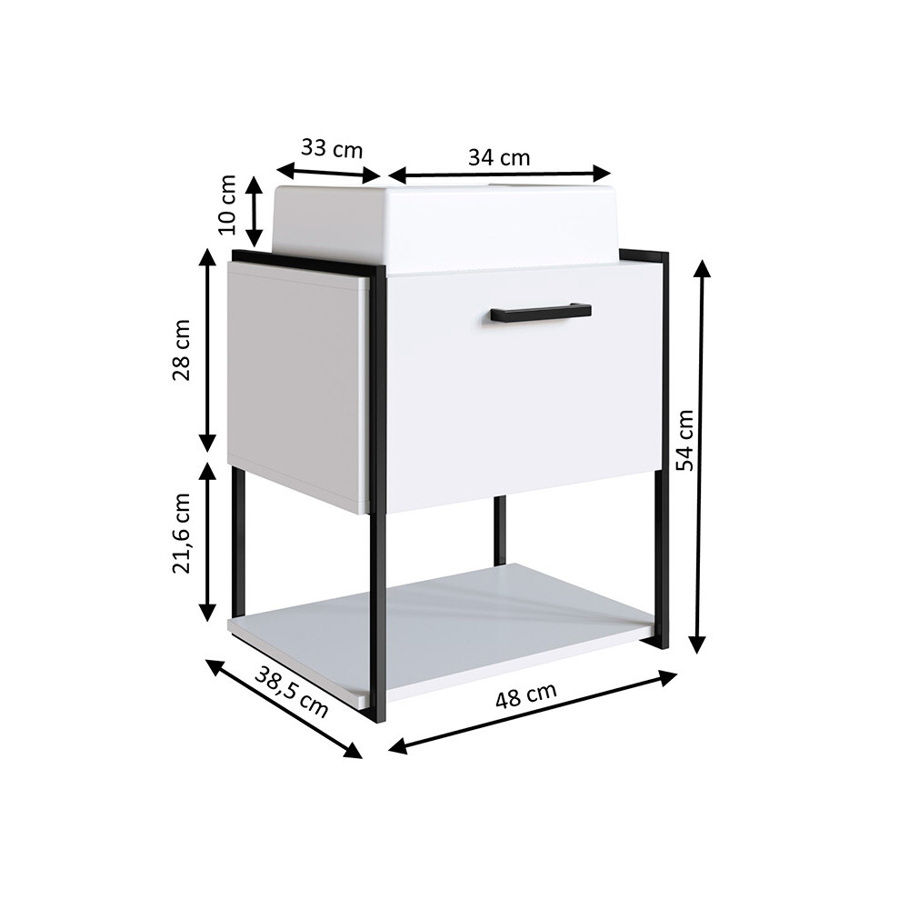 MUEBLE DE BAÑO SUSPENDIDO CON BACHA COLOR BLANCO / 50 CM Mueble De Baño Suspendido Con Bacha Color Blanco / 50 Cm