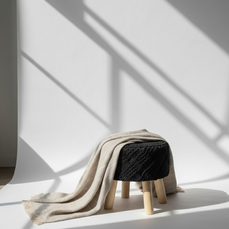 Manta para sillón y cama algodón Rayas Greige 250cm