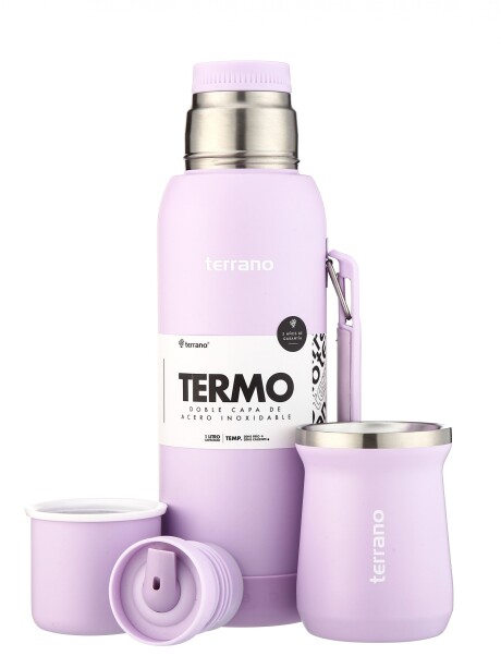 Kit Termo 1LT Con Base De Silicona + Mate de Acero Tradicional Lila