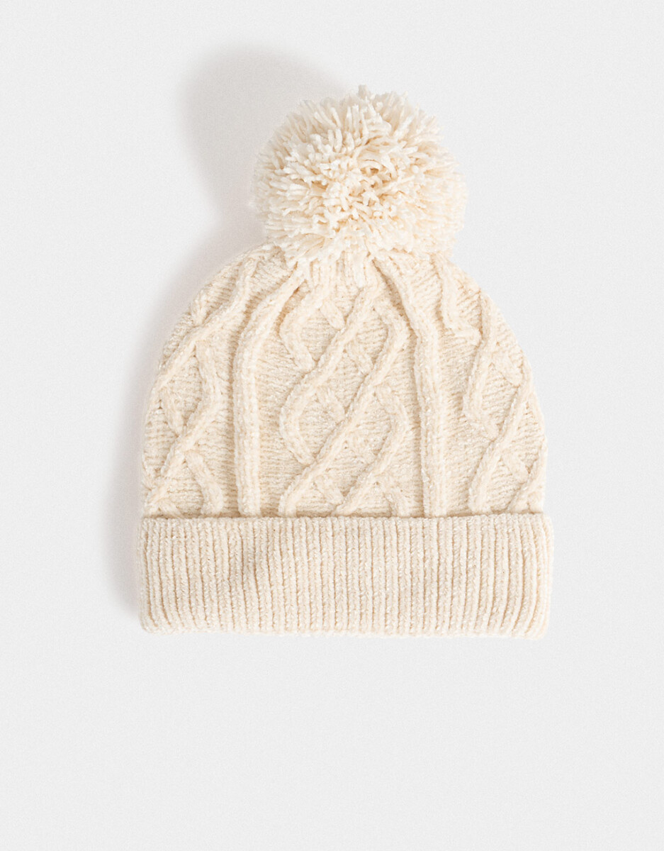 Gorros Tejido Trenzado Crudo 