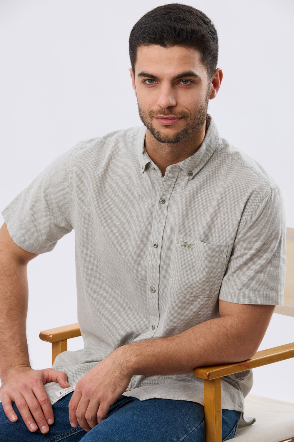 CAMISA CUADROS DE LINO Verde
