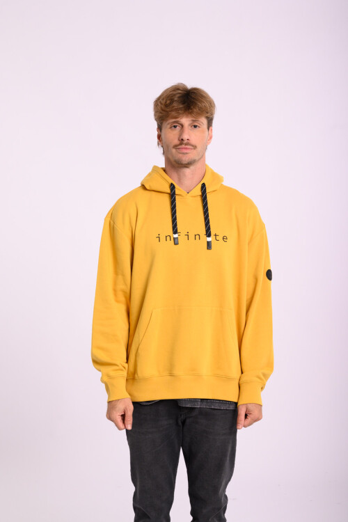 Canguro felpa oversize estampado Mostaza