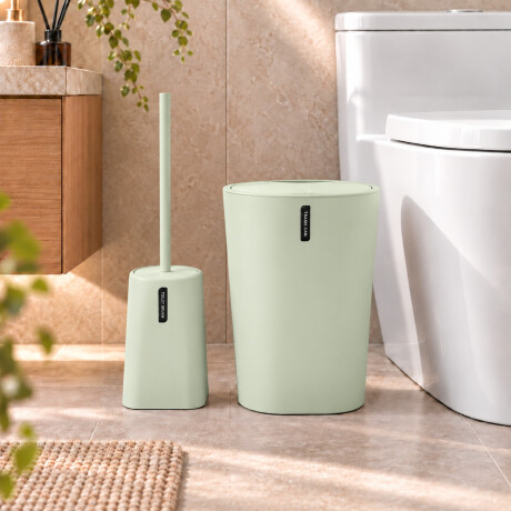 Set de Baño 2 Piezas con Papelera y Cepillo para Inodoro de Plástico Verde