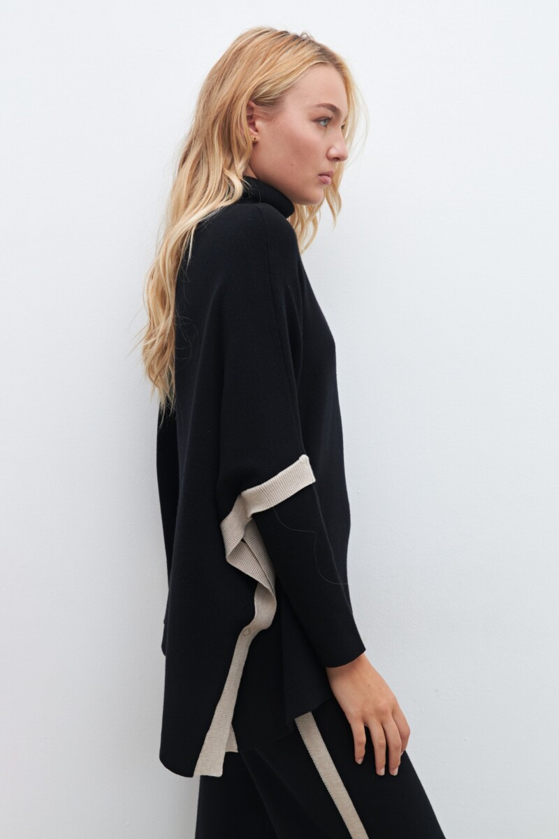 Polera oversized bicolor negro