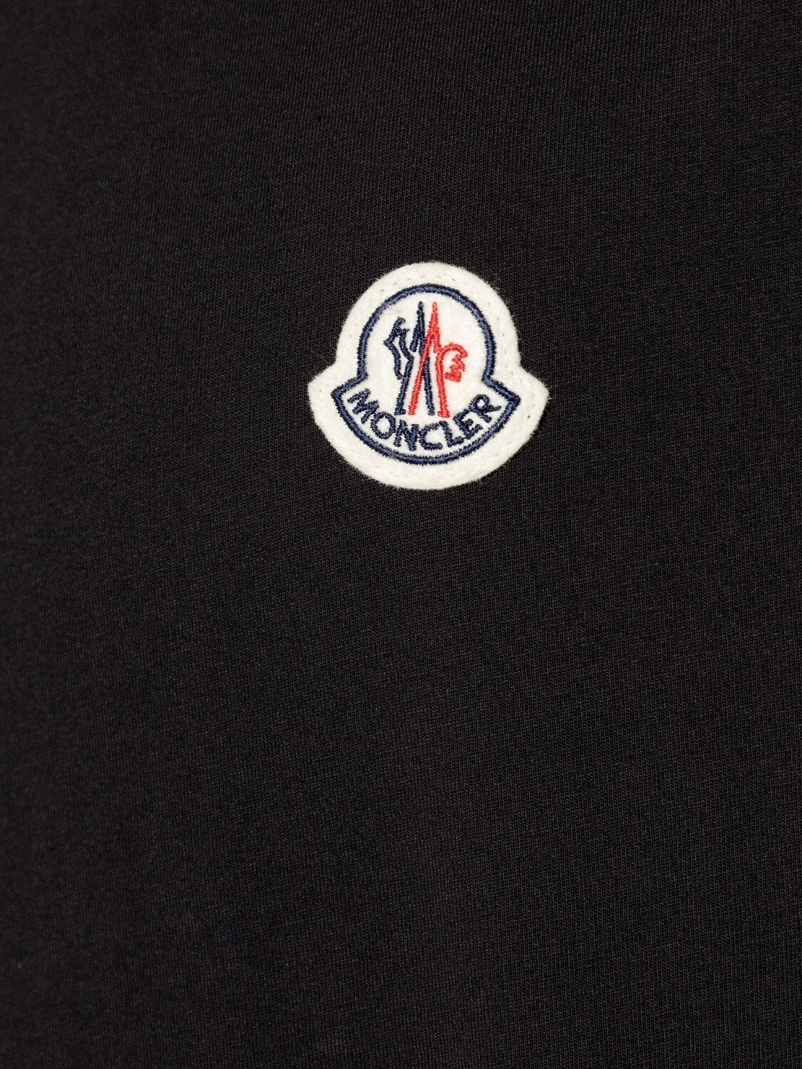 Moncler - Camiseta de Algodón con Parche de logotipo Negro