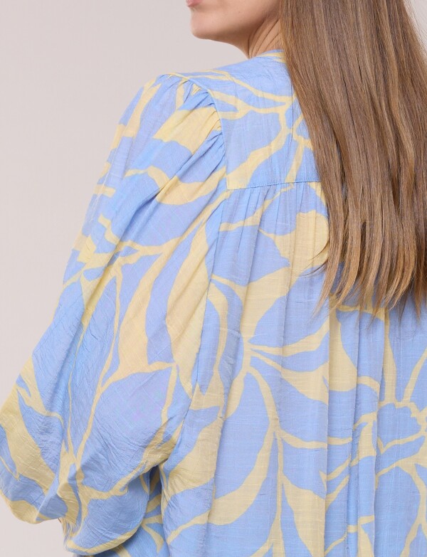 Blusa Crinkle Holgada Con Escote V CELESTE/MULTI