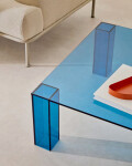 Mesa auxiliar Adularia de cristal templado azul 85 x 85 cm