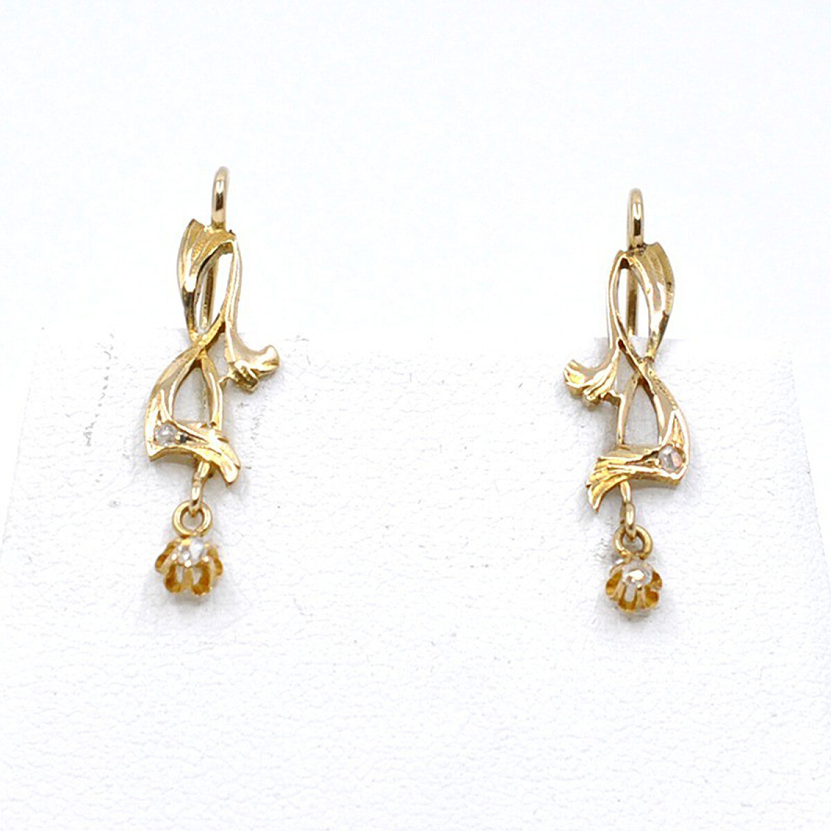 Caravanas En Oro 18K Y Brillantes 