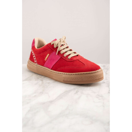 Zapatilla Combinada Gamuza Rojo