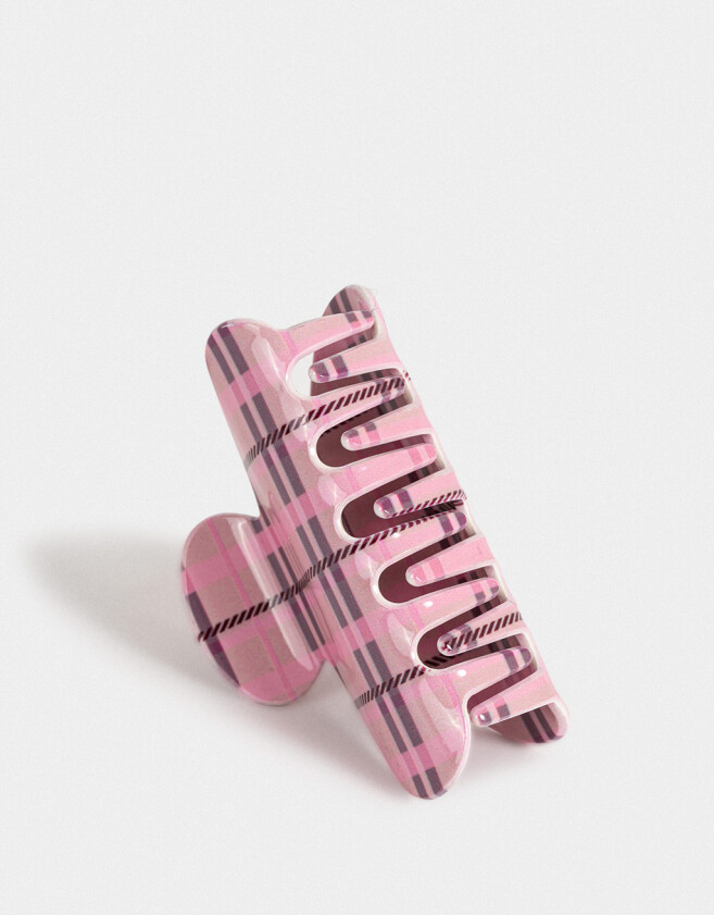 Broche Con moño Broche Acrílico Cuadrillé - Rosa Claro