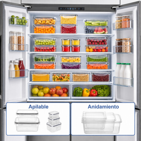 Set De Recipientes Herméticos 34 Piezas Cocina Apilables Transparente