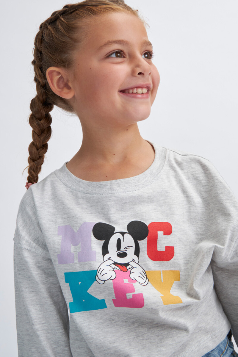 Camiseta manga larga estampada - Gris melange Disney 