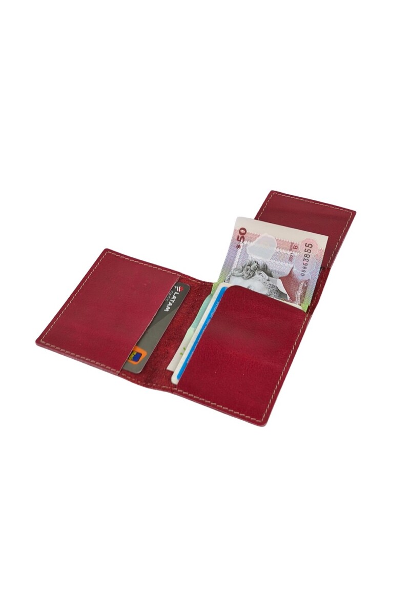 Porta Tarjetas de Cuero Premium: Minimalismo y Organización Elegante. Rojo