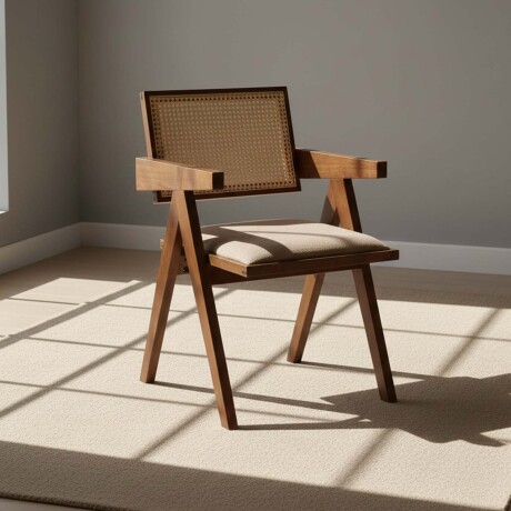 SILLA DE COMEDOR MADERA-Y-TELA MARRON INARI