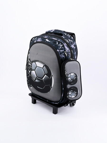 MOCHILA CARRITO FUTBOL CON CARTUCHERA GRIS