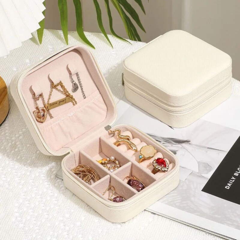 Joyero Alhajero Estuche Organizador Joyas Anillos Pulseras Color blanco