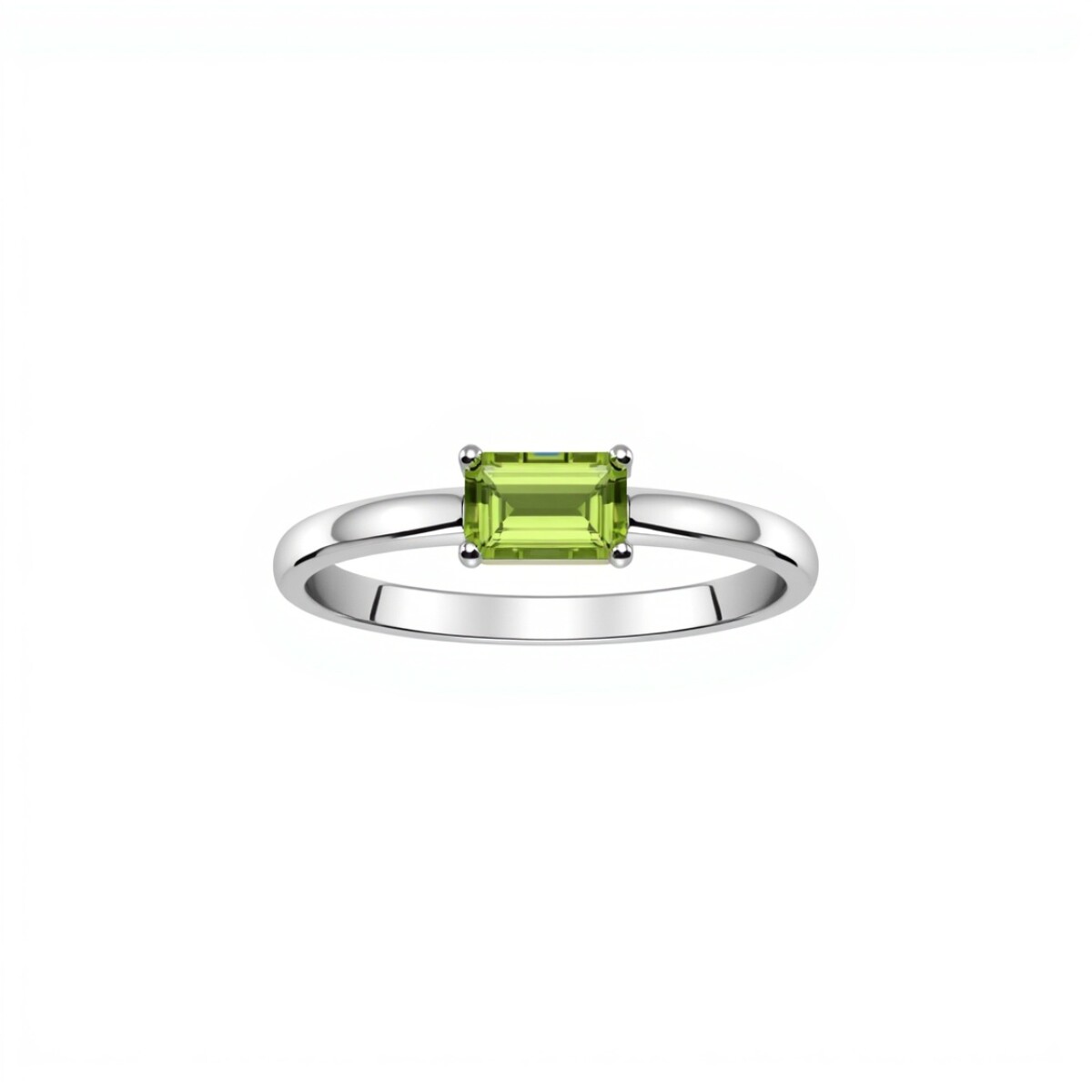 Anillo Cuadrado-Plata rodinada-Piedra Peridoto-AN2023 - conpiedra 