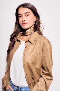 Camisa Gamuza Cuero Vegano Moca