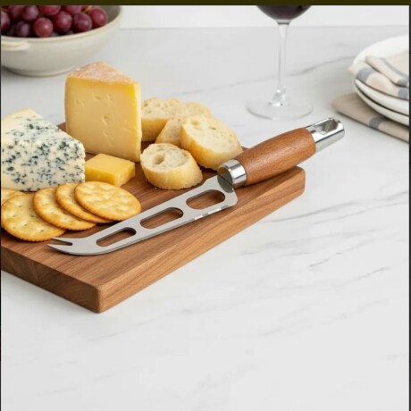Cuchillo para Queso de Acero Inoxidable con Mango de Madera 28.5cm Cuchillo para Queso de Acero Inoxidable con Mango de Madera 28.5cm