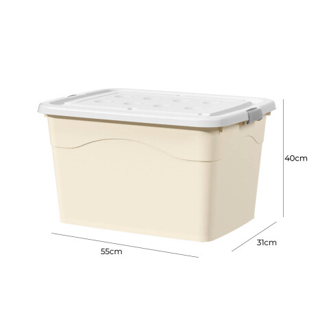 Set X5 Cajas Organizadoras Rigidas C/ Tapa 55x40x31cm Beige