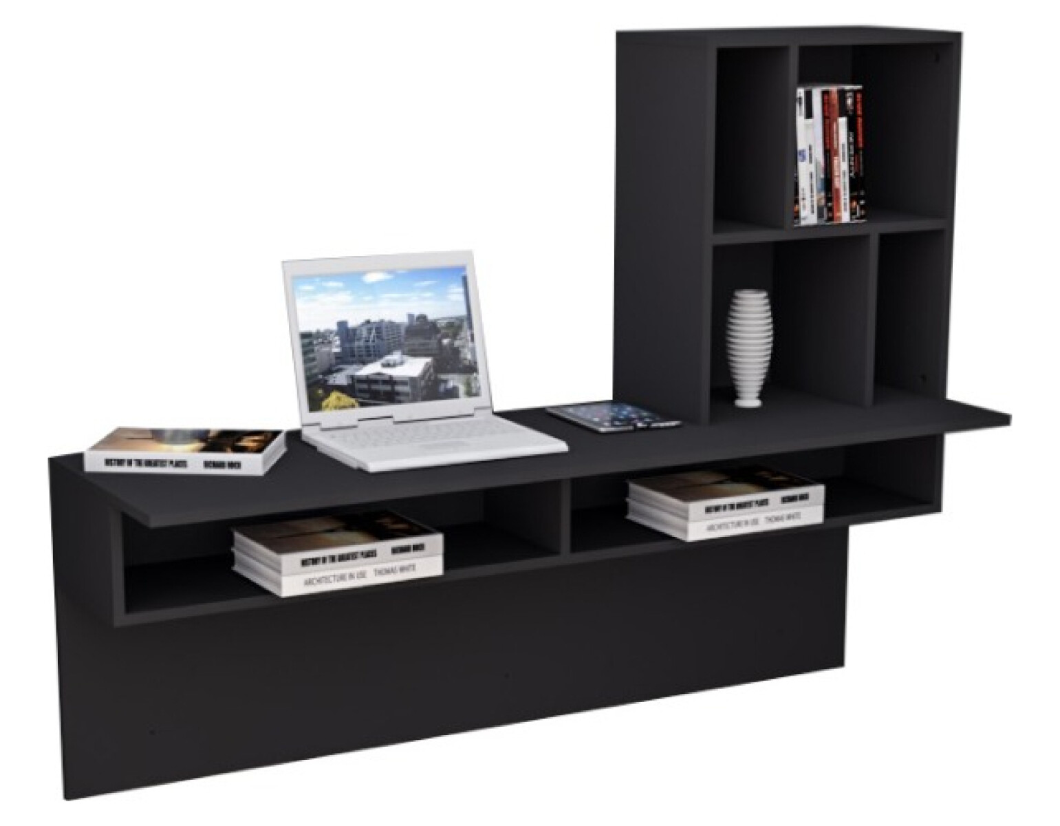 Escritorio Ideal Home Work Estantes - Negro 