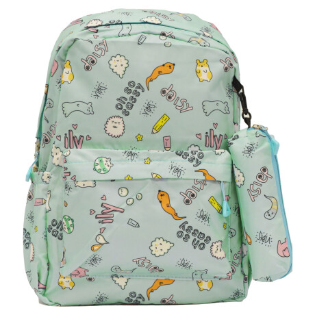 Mochila Escolar Diseño Infantil para Laptop con Cartuchera Verde