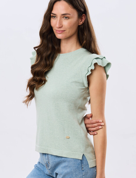 REMERA TEJIDA CON VOLADO Verde