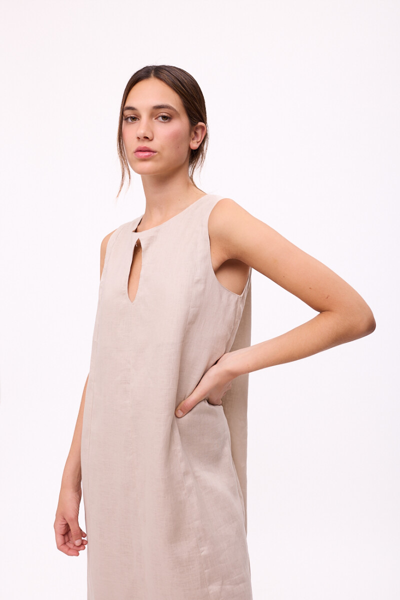 VESTIDO POLK LONG Beige