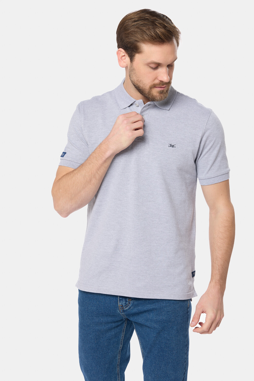 REMERA POLO LISA PIQUÉ Gris