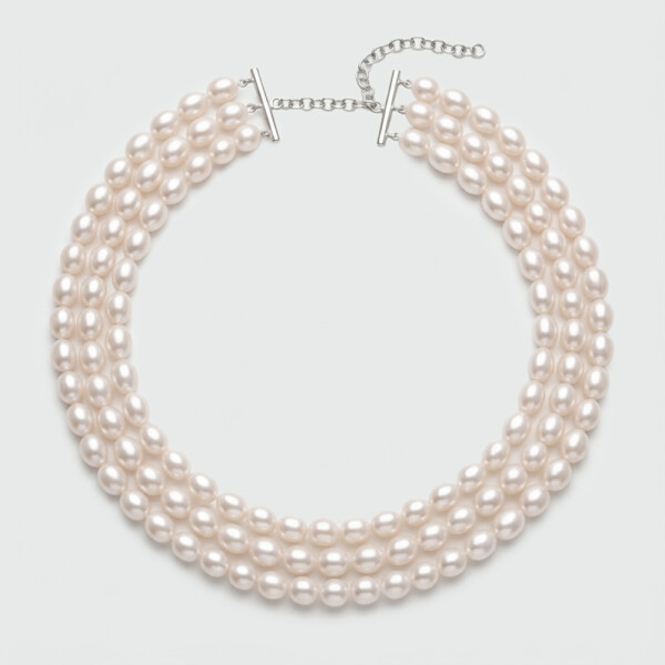Collar Triple Rio de MOON con perlas de rio y broche de plata 925 Collar Triple Rio de MOON con perlas de rio y broche de plata 925
