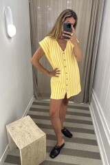 Vestido Libre Blanco/Amarillo