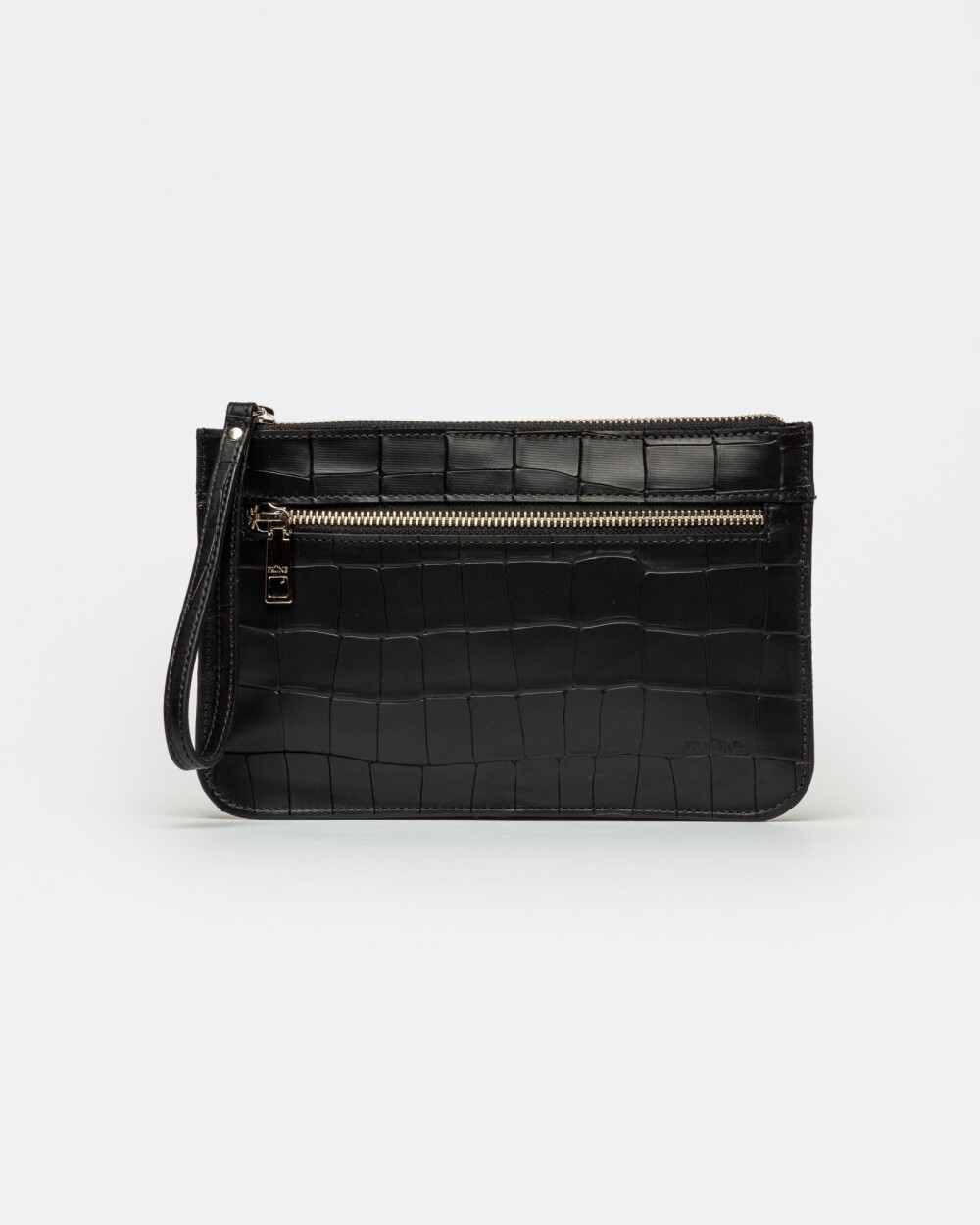 Sobre Atenas en cuero grabado croco Mate Negro