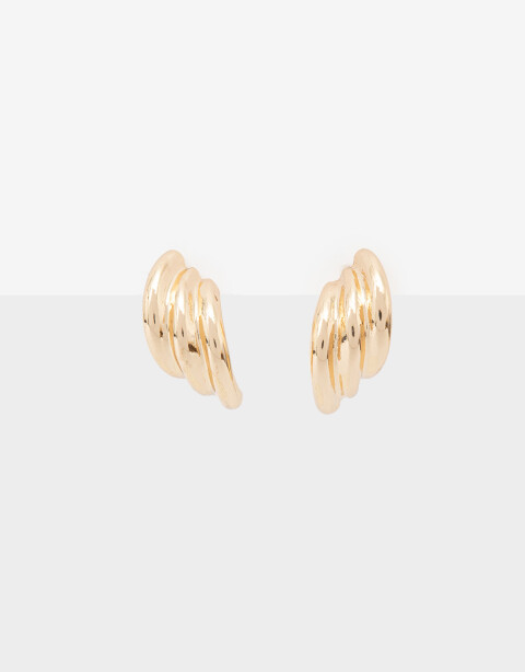Aros Colgantes Cortos Metal Aros Colgantes Chunky Torzados - Dorado
