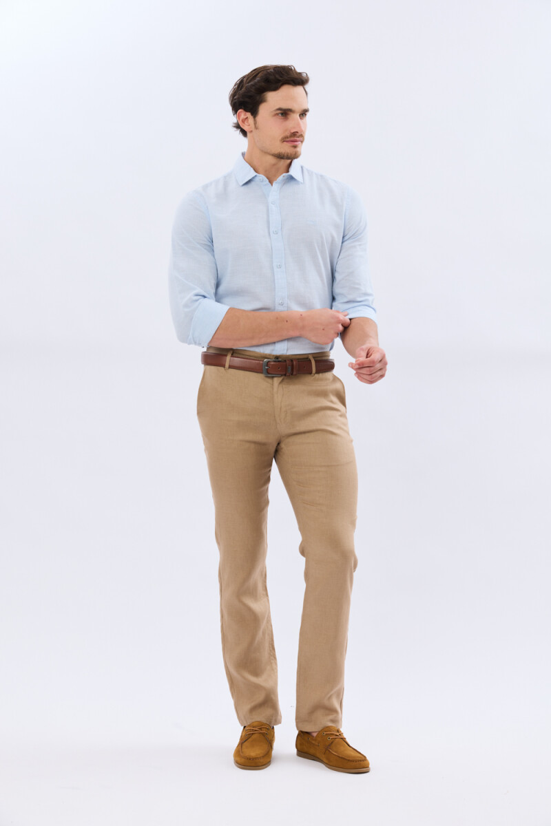 PANTALON CLÁSICO DE LINO - Tostado 