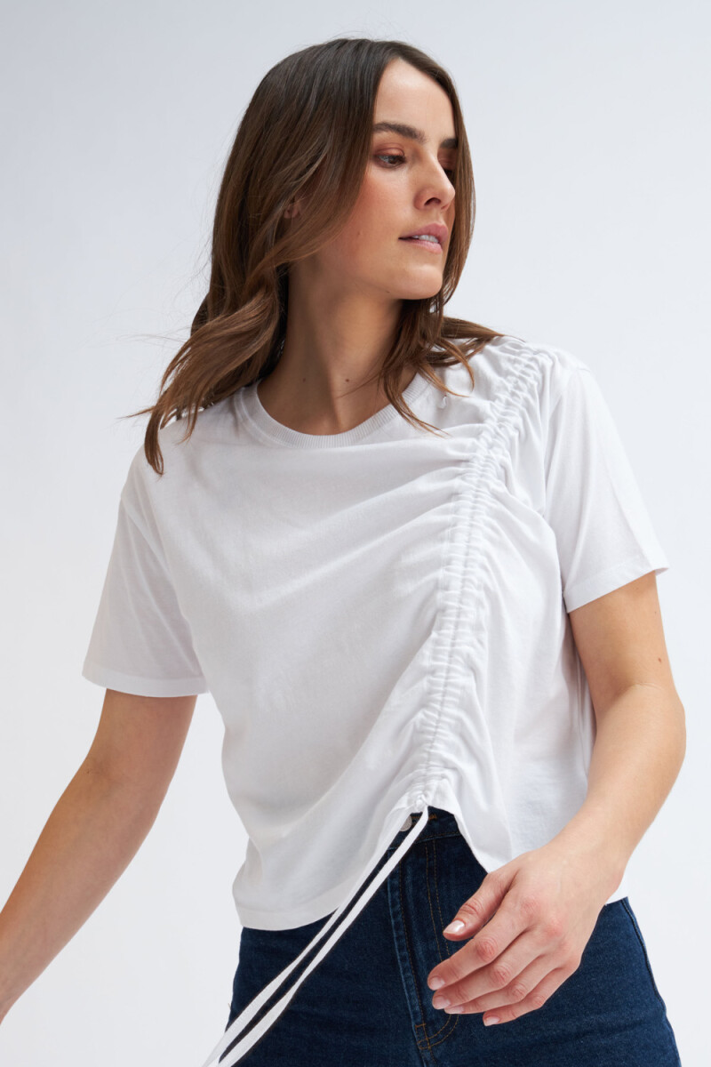 Camiseta manga corta con frunce Blanco