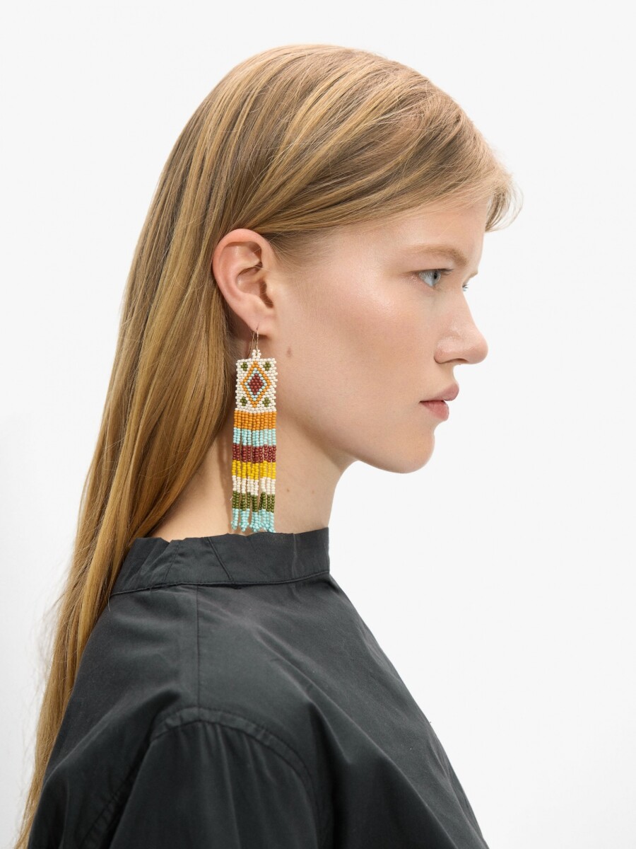Pendientes Largos Con Cuentas multicolor