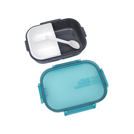 Vianda con division, tapa y cuchara Turquesa