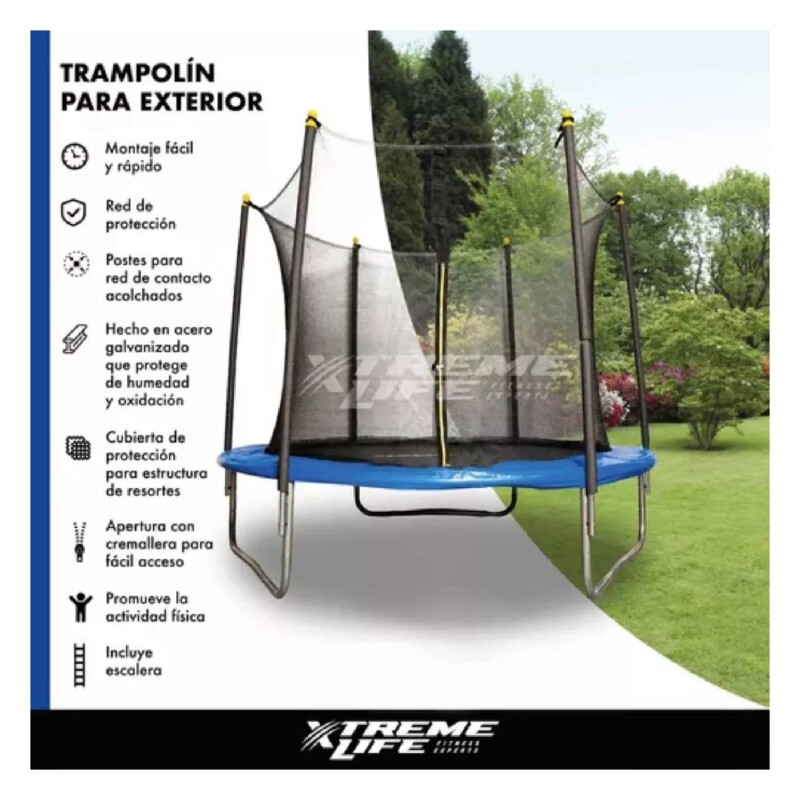 Cama Elastica Trampolin con escalera 2.45M + Lona negra con malla Cama Elastica Trampolin con escalera 2.45M + Lona negra con malla