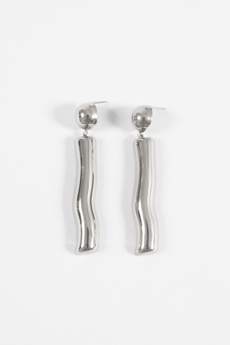 Caravanas largas acero plateado