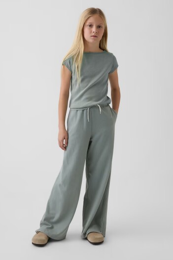 Pantalón Deportivo Wide Leg Niña Sage