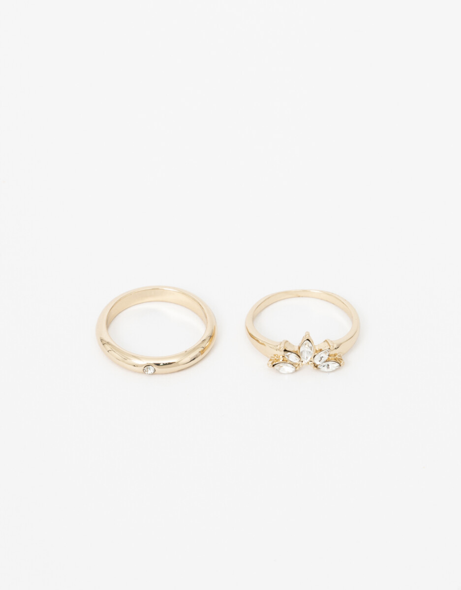 Set De Anillos De Metal Strass 
