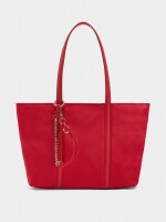 Bolso Shopper De Nylon Con Colgante rojo