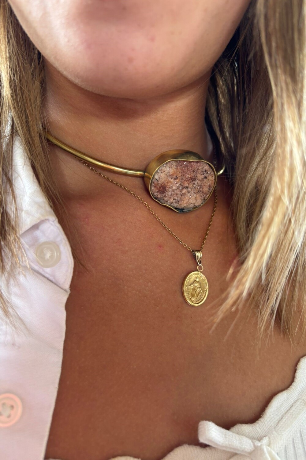 Amatista Choker Rosa Bronce