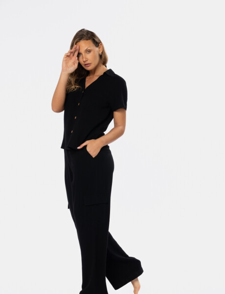 PANTALON CARGO DE LINO Negro