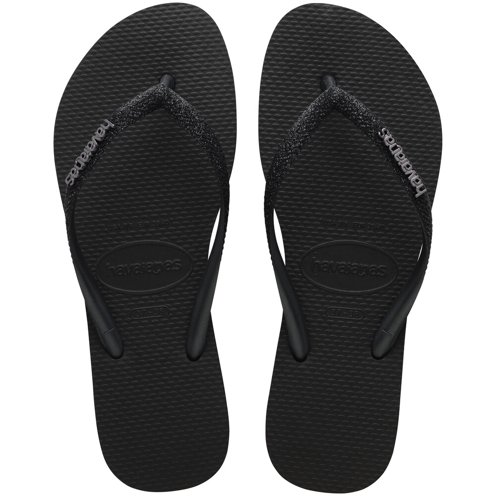 Sandalias Havaianas Slim Glitter II Mujer Negro/Negro