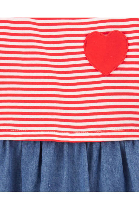 Vestido de algodón con falda tipo jean Sin color