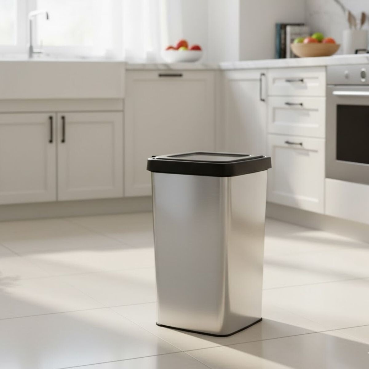 Papelera tapa click 9 plástico lts - GRIS 