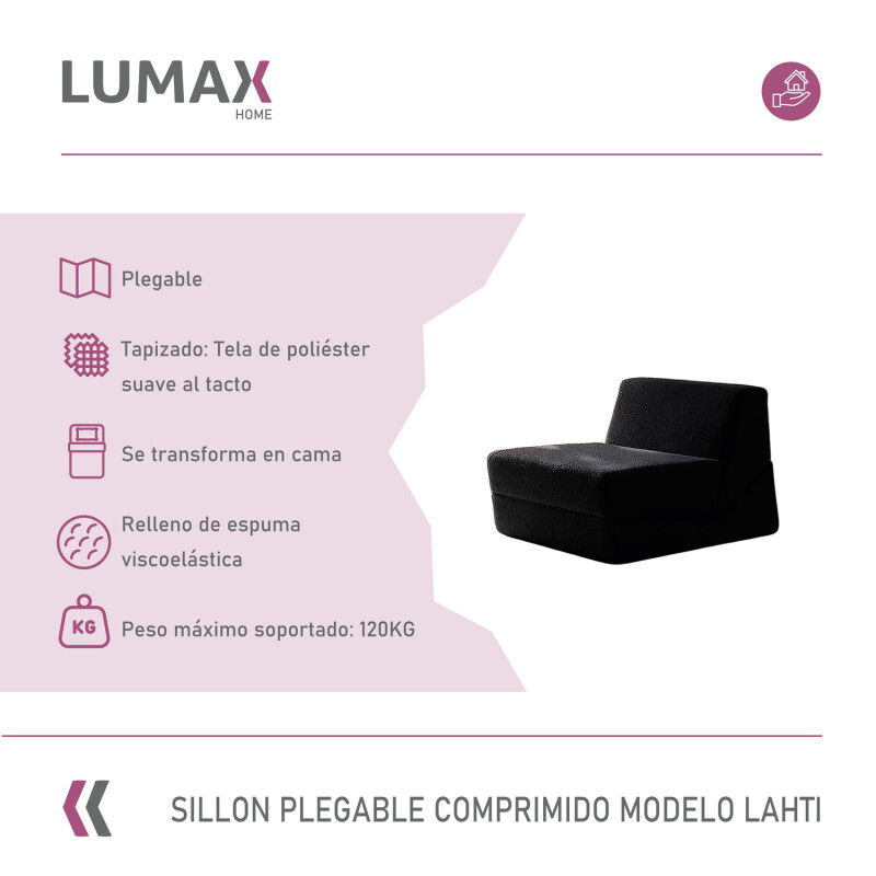 Sillón Sofá Plegable Lumax Modelo Lahti en caja Compactado Negro